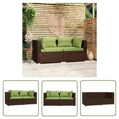 Meble ogrodowe - The Living Store 2-osobowa sofa ogrodowa z poduszkami - polirattan - brązowa - Sofa 2-osobowa - miniaturka - grafika 1
