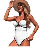 Stroje kąpielowe - Modny jednoczęściowy strój kąpielowy wyszczuplający sexy kobiecy S - miniaturka - grafika 1