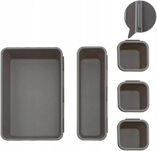 Organizer do szuflady 5- częściowy modułowy plastikowy szary - Meble modułowe i akcesoria - miniaturka - grafika 1