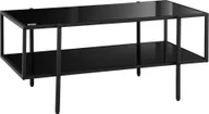 Ławy i stoliki kawowe - HOMCOM Stolik boczny, stolik kawowy z 2 półkami, stolik kawowy z hartowanego szkła, do salonu, sypialni, 100 x 55 x 45,5 cm, stal, czarny - miniaturka - grafika 1