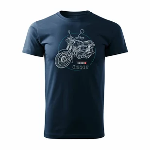 Koszulka z motocyklem na motor Cezet Cezeta 350 męska granatowa REGULAR-L - Koszulki męskie - miniaturka - grafika 1
