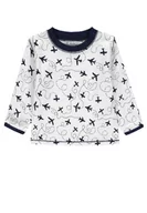 Bluzki damskie - Chłopięca bluzka z długim rękawem, biały, granatowy, Kanz - miniaturka - grafika 1