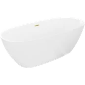 Wanny - Mexen Luvo Slim wanna wolnostojąca 170 x 75 cm, biała, przelew złoty szczotkowany - 52801707500-55 - miniaturka - grafika 1