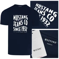 Koszulki męskie - Mustang Koszulka Męska T-shirt Bawełniana 4246 Granatowa Rozmiar XXL - miniaturka - grafika 1