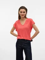Koszulki i topy damskie - Vero Moda Koszulka w kolorze koralowym - miniaturka - grafika 1
