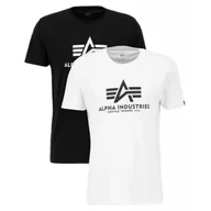 Odzież taktyczna i umundurowanie - Koszulki Alpha Industries Basic 2 Pack 106524 95 - Czarna / Biała S - miniaturka - grafika 1