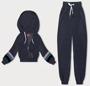 DAMSKI DRES Z KOLOROWYMI WSTAWKAMI GRANATOWY (AMG-346A) - LHD - Komplety damskie - miniaturka - grafika 1
