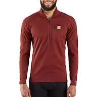 Koszulki męskie - Carhartt Koszulka męska Base Force Midweight Tech Quarter-Zip Layer Top, Opalana cegła, XL - miniaturka - grafika 1