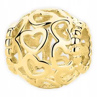 Bransoletki - Złoty Charms Serca Hearts Ażurowy Koralik Serduszko Serca SREBRO 925 - miniaturka - grafika 1