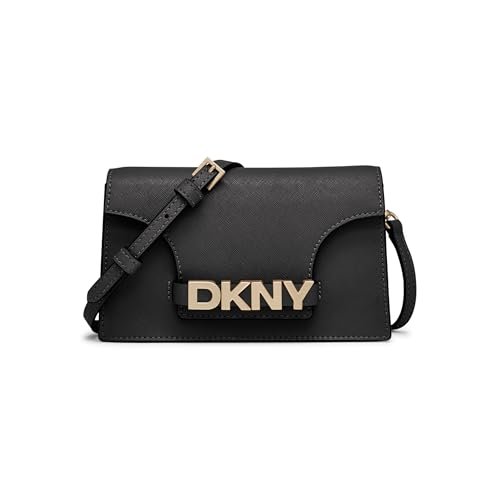 DKNY Damski portfel Avril na kopertówce sznurkowej, Czarny/złoty, One Size, Kopertówka