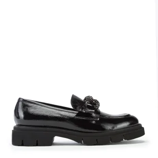 Damskie mokasyny skórzane z łańcuchem z kryształków czarne - Wittchen - Mokasyny damskie - miniaturka - grafika 1