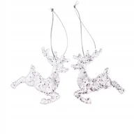 Ozdoby bożonarodzeniowe - RENIFER AKRYLOWY BROKACONY 2SZT ZAWIESZKA ŚWIETA - miniaturka - grafika 1