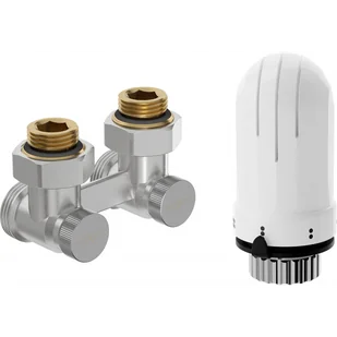 Mexen G03 zestaw termostatyczny dwururowy DN50, kątowy 1/2"x3/4", nikiel - W911-012-938-01 - Zawory i kraniki - miniaturka - grafika 1