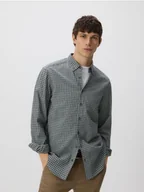 Koszule męskie - Reserved - Bawełniana koszula regular fit - ciemnozielony - miniaturka - grafika 1