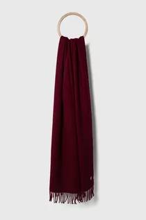 Apaszki i szaliki damskie - Tommy Hilfiger szalik wełniany kolor bordowy gładki - grafika 1