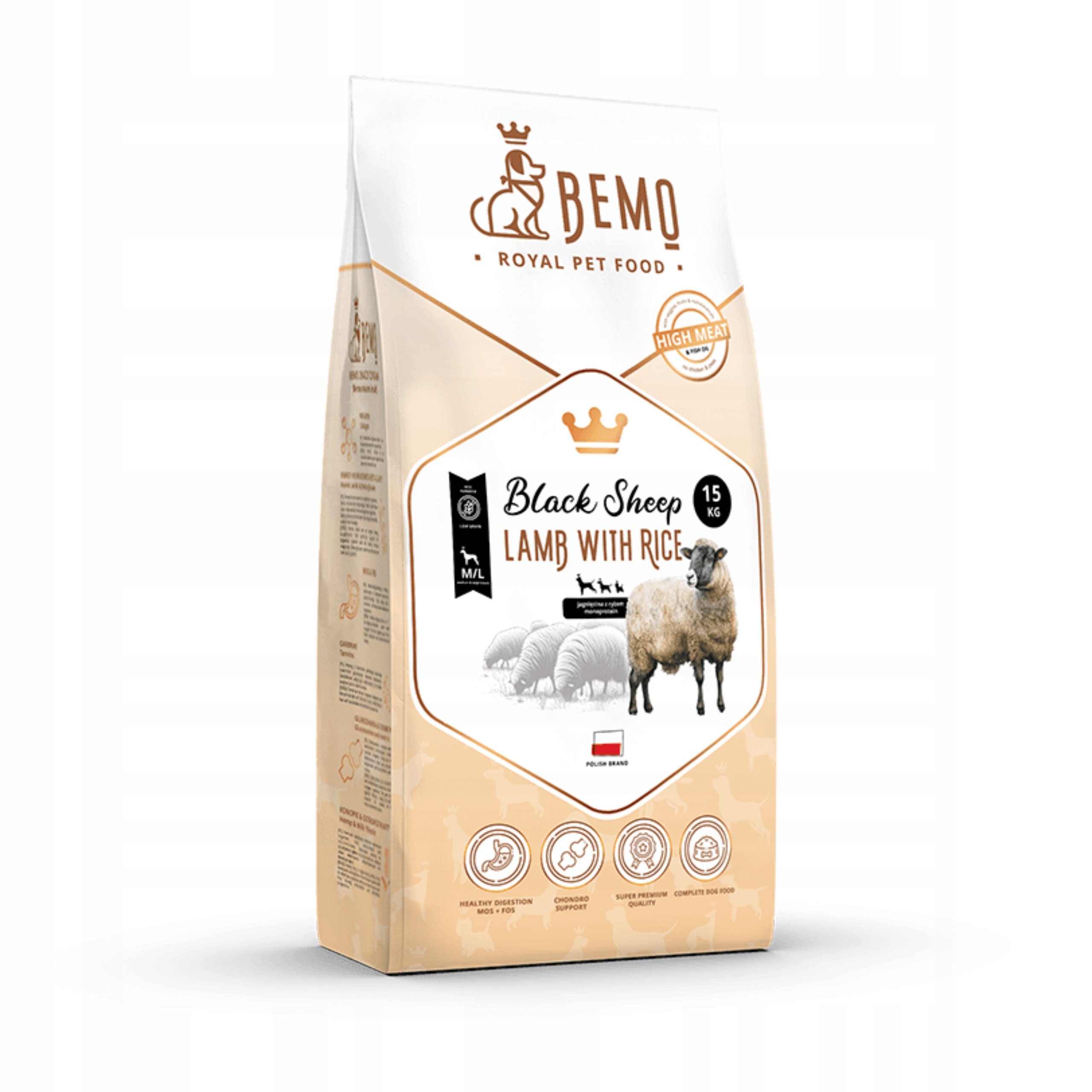 Sucha karma dla psa Bemo Black Sheep S/m 15 kg jagnięcina monoproteinowa