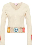 Swetry damskie - myMo Damski sweter z szydełkowanym ściągaczem, jasny beż, S - miniaturka - grafika 1