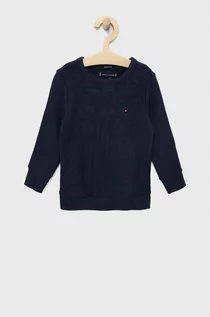 Bluzy damskie - Tommy Hilfiger bluza bawełniana dziecięca kolor granatowy gładka - grafika 1
