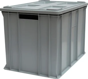 Artech Pojemnik transportowy EURO 410 z pokrywą, dno i ścianki pełne wym. 600 x 400 x 410 mm szary - Pojemniki przemysłowe - miniaturka - grafika 1