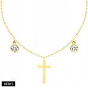 Biżuteria religijna - Naszyjnik CHOKER srebro 925 krzyżyk cyrkonie - miniaturka - grafika 1