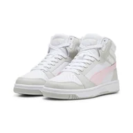 Buty trekkingowe dziecięce - Młodzieżowe sneakersy Rebound V6 Mid PUMA White Frosty Pink Sedate Gray - miniaturka - grafika 1