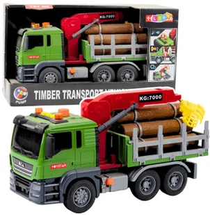 Ciężarówka Transport Drewna Dźwig Bale Drewna Światła Dźwięki - Samochody i pojazdy dla dzieci - miniaturka - grafika 1