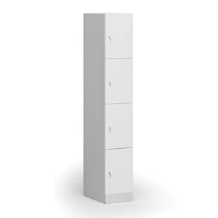 Szafka ubraniowa ze schowkami, 4 schowki, 1850 x 300 x 500 mm, zamek cylindryczny, drzwi laminowane, biała - Szafki biurowe - miniaturka - grafika 1