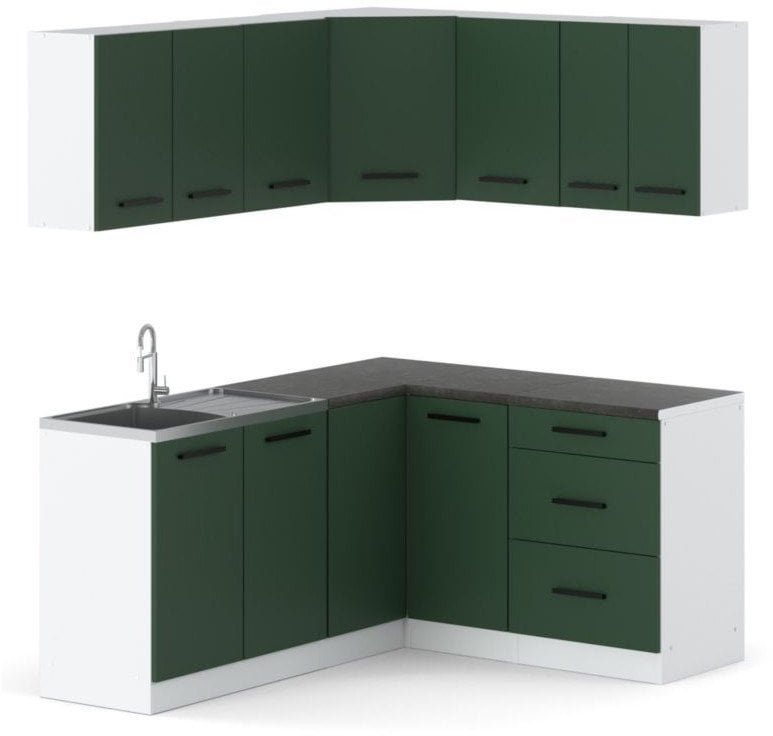 Meble Kuchenne Narożne Zestaw Mebli Kuchennych Danka Butelkowa Zieleń