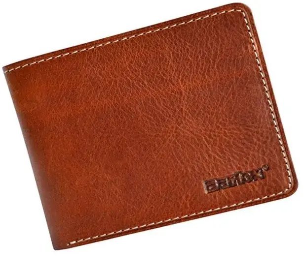 Bartex 330 - Skórzany portfel męski Slim jasny brąz RFID