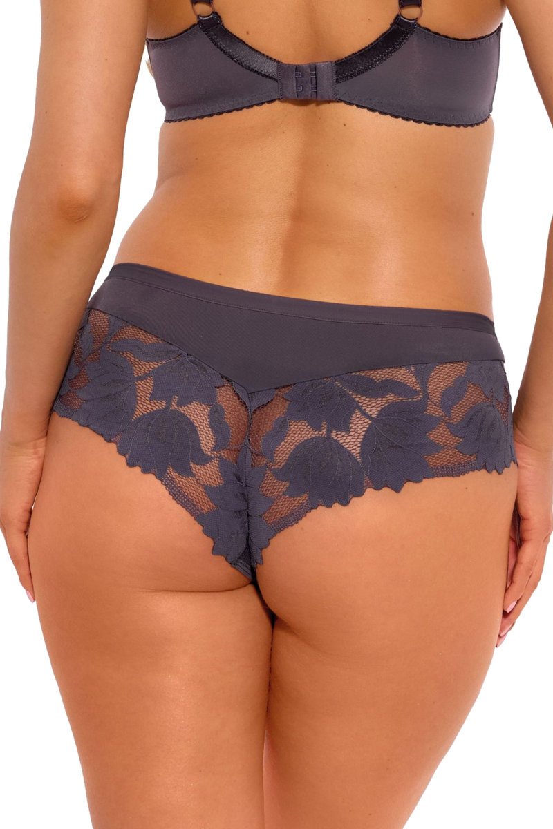 Brazyliany damskie z koronką i tiulem 1135 grafitowe M