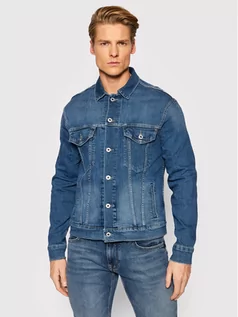 Kurtki męskie - Pepe Jeans Kurtka jeansowa PM402465 Granatowy Regular Fit - grafika 1