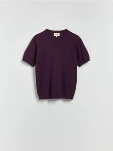 Reserved - Sweter z krótkim rękawem z dodatkiem wełny - ciemnofioletowy - Swetry męskie - miniaturka - grafika 1