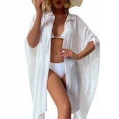 Bluzki damskie - PAREO LETNIA TUNIKA PLAŻOWA ZWIEWNA SUKIENKA DAMSKA NARZUTKA BOHO NA PLAŻĘ ROZMIAR UNIWERSALNY - miniaturka - grafika 1