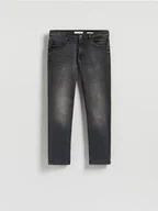 Spodnie męskie - Reserved - Jeansy slim z efektem sprania - czarny - miniaturka - grafika 1