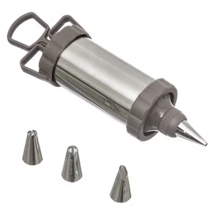 Secret de Gourmet Szpryca do dekorowania ciastek dekorator inox 4 końcówki - Formy do ciast - miniaturka - grafika 1