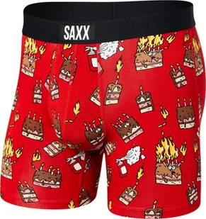 SAXX Bokserki męskie szybkoschnące SAXX VIBE Boxer Brief płonące torty - czerwone S - Majtki męskie - miniaturka - grafika 1
