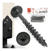 Wkręty - Wkręty do podstaw słupa 8x100mm czarne 6szt. - miniaturka - grafika 1