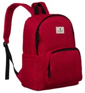 Plecaki - Plecak damski Peterson pikowany w jodełkę miejski plecak A4 na suwak, czerwony - miniaturka - grafika 1