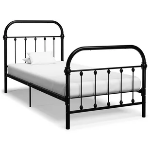 vidaXL Rama łóżka, czarna, metalowa, 90 x 200 cm - Łóżka - miniaturka - grafika 1