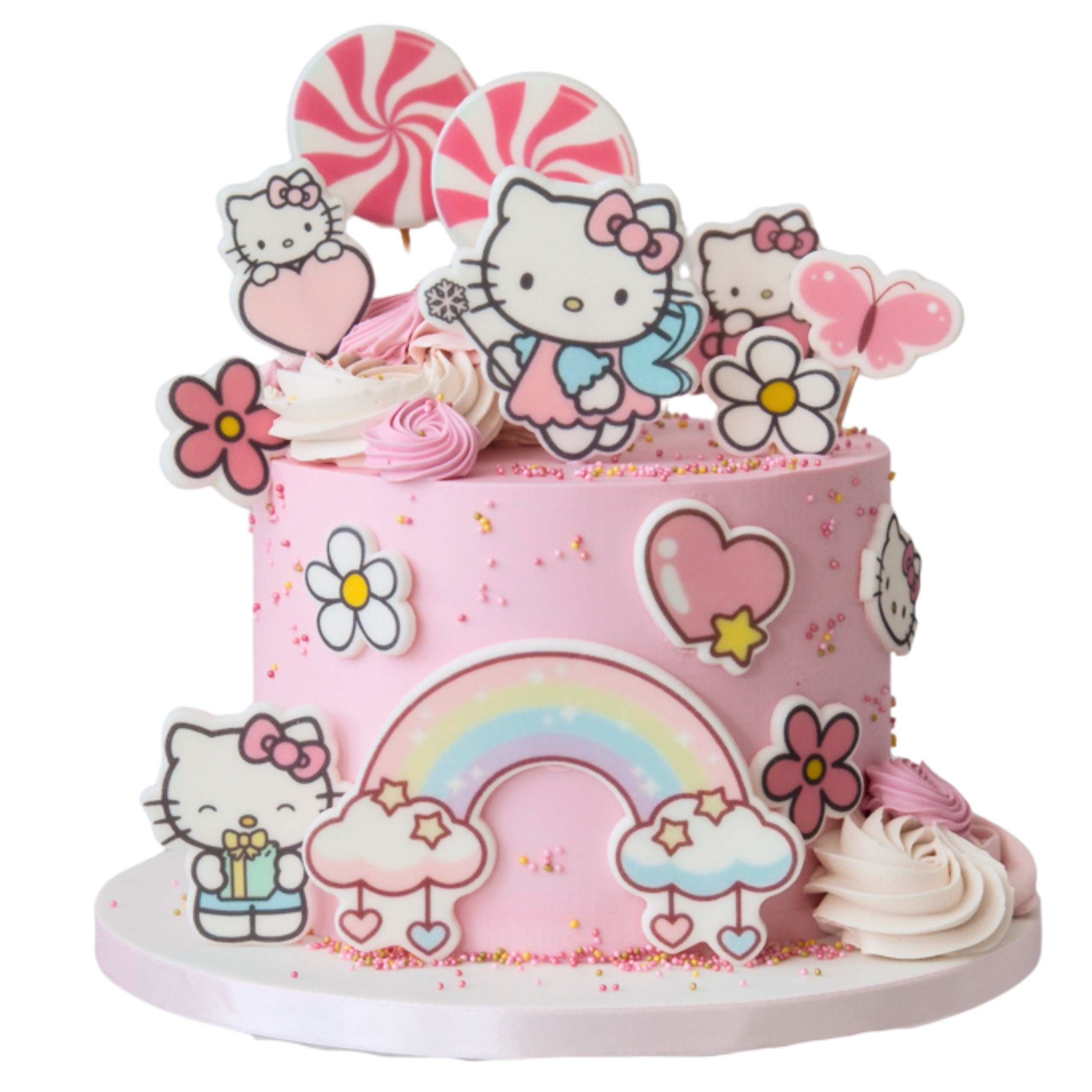 Zestaw dekoracji na tort Hello Kitty 2D 14 el. figurki na tort opłatek