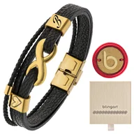 Bransoletki - Bransoletka skórzana NIESKOŃCZONOŚĆ pozłacana - miniaturka - grafika 1