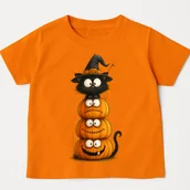 Koszulki dla dziewczynek - Pomarańczowa koszulka z dyniami na dzień dyni - kotdynia72 - miniaturka - grafika 1