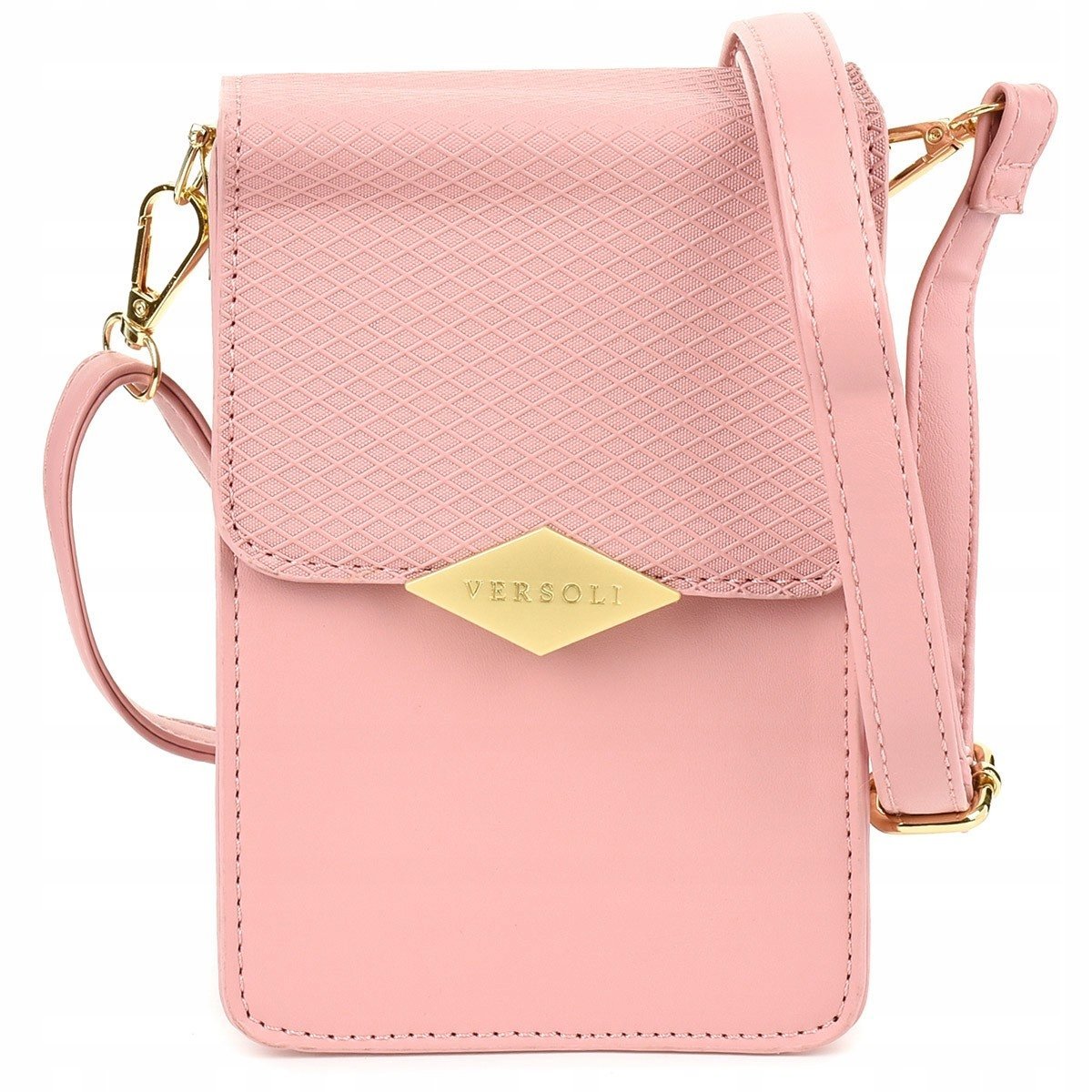 Torebka Kopertówka Etui Na Telefon Portfel Mini Listonoszka Różowa