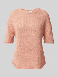 Sweter z dzianiny o luźnym kroju z krótkim rękawem - Swetry damskie - miniaturka - grafika 1