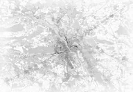 Fototapety - Nice Wall Warszawa - mapa w odcieniach szarości - fototapeta 366x254 FXL3336 - miniaturka - grafika 1