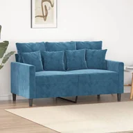 Sofy i kanapy - vidaXL Sofa 2-osobowa, niebieski, 120 cm, tapicerowana aksamitem - miniaturka - grafika 1