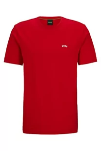 BOSS Męski t-shirt z bawełny organicznej z łukowatym logo, czerwony, M - Koszulki męskie - miniaturka - grafika 1
