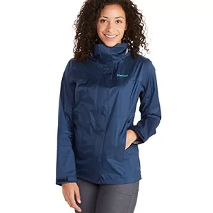 Marmot Kobiety Wm's PreCip Eco Jacket S22, Wodoodporna kurtka przeciwdeszczowa, oddychający płaszcz przeciwdeszczowy z kapturem, lekka wiatrówka hardshell na wędrówki, Arctic Navy, L - Kurtki damskie - miniaturka - grafika 1