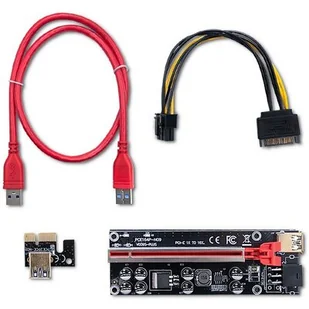 Qoltec Karta rozszerzeń Riser Qoltec PCI-E 1x-16x USB 3.0 ver.009S Plus SATA/PCI-E 6pin 55508 - Kontrolery - miniaturka - grafika 1