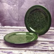 Talerze - Średni talerz ceramiczny ręcznie zdobiony „Zielona trawa” o średnicy 17,5cm - miniaturka - grafika 1